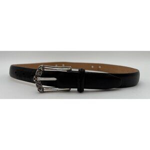 Brighton Belt Black Leather Men Women Embossed Heart's Belt Size ML-32 B7203 EUC